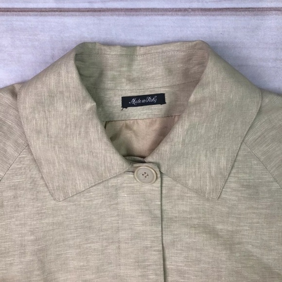 Rodel Linen Button Down Peacoat Long Jacket Designer Vintage Italy - Picture 5 of 14